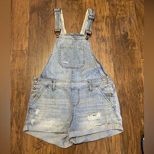 Forever 21 shorts denim overalls jeans embroidered back size 28 distressed